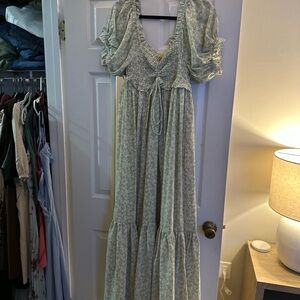 Floral Puff Sleeve Maxi Dress